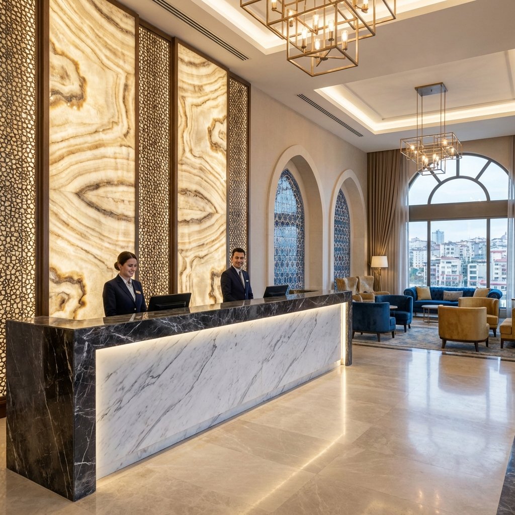 Lüks otel resepsiyon bankosu